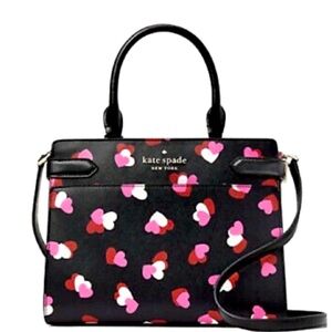 Kate Spade Staci Medium Top Zip Satchel Crossbody Flutter Heart 💕🖤